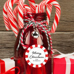 Merry Christmas Candy Cane Custom Ronde Sticker<br><div class="desc">Candy cane rode en witte strepen met een vrolijke kerstboodschap.</div>