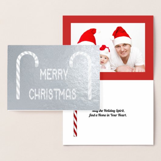 Merry Christmas Candy Cane Font & Foto Folie Kaarten (Display)