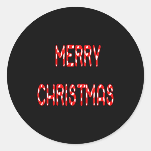 Merry Christmas Candy Cane Font Girls Boys  Ronde Sticker (Voorkant)