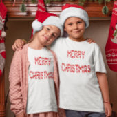 Merry Christmas Candy Cane Font Meisjes & Jongens T-shirt