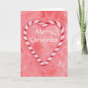 Merry Christmas Candy Cane Heart Wenskaarten Feestdagen Kaart