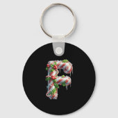 Merry Christmas Candy Cane Letter F Premium Sleutelhanger (Voorkant)