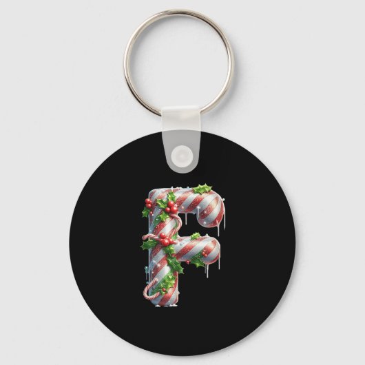 Merry Christmas Candy Cane Letter F Premium Sleutelhanger (Voorkant)