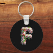 Merry Christmas Candy Cane Letter F Premium Sleutelhanger (Voorkant)
