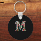 Merry Christmas Candy Cane Letter M Premium  Sleutelhanger (Voorkant)
