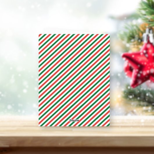 Merry Christmas Candy Cane Red Green Photo Folded Feestdagen Kaart