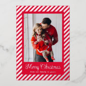 Merry Christmas Candy Cane Stripes Holiday Folie Feestdagenkaart (Voorkant)