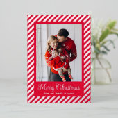 Merry Christmas Candy Cane Stripes Holiday Folie Feestdagenkaart (Staand Voorkant)