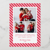 Merry Christmas Candy Cane Stripes Holiday Folie Feestdagenkaart (Achterkant)