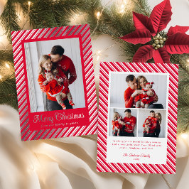 Merry Christmas Candy Cane Stripes Holiday Folie Feestdagenkaart