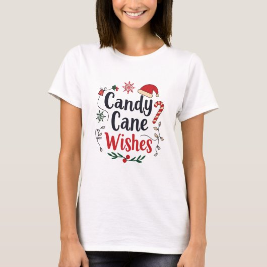Merry Christmas Candy Cane T-shirt (Voorkant)