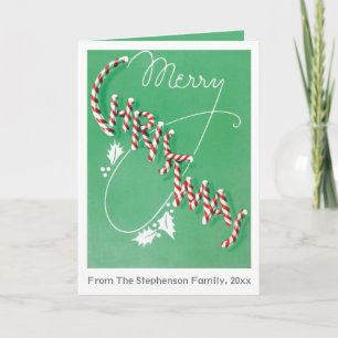 Merry Christmas Candy Cane Tekst Feestdagen Kaart