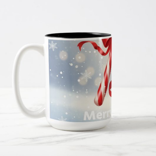 Merry Christmas Candy Cane -  Tweekleurige Koffiemok (Links)
