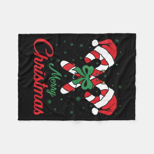 Merry Christmas Candy Cane Xmas Lights Toddlers Me Fleece Deken (Voorkant (Horizontaal))