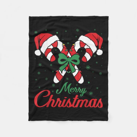 Merry Christmas Candy Cane Xmas Lights Toddlers Me Fleece Deken (Voorkant)
