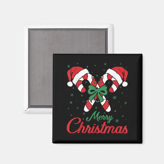 Merry Christmas Candy Cane Xmas Lights Toddlers Me Magneet (Voorkant / Achterkant)