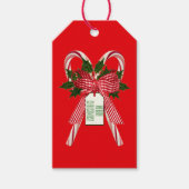 Merry Christmas Candy Canes Holly Vakantienaam Cadeaulabel (Voorkant)