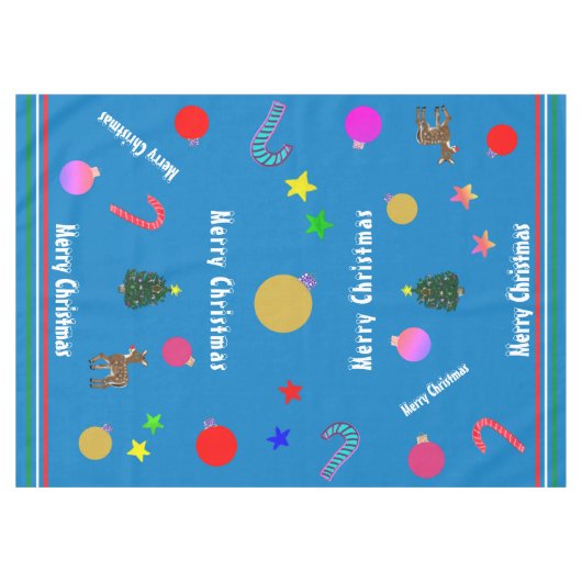 Merry Christmas Candy Canes Ornaments Trees Tafelkleed (Voorkant (Horizontaal))