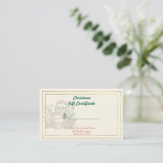 Merry Christmas Candy Store Gift Certificate Visitekaartje (Staand voorkant)