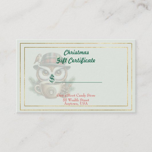 Merry Christmas Candy Store Gift Certificate Visitekaartje (Voorkant)