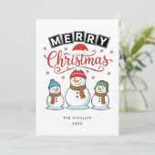 Merry Christmas Card – Custom Name & Year, Modern Feestdagenkaart (Staand voorkant)