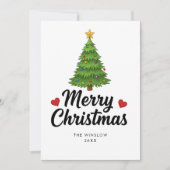 Merry Christmas Card – Custom Name & Year, Modern Feestdagenkaart (Voorkant)