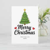 Merry Christmas Card – Custom Name & Year, Modern Feestdagenkaart (Staand voorkant)