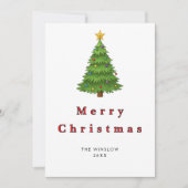 Merry Christmas Card – Custom Name & Year, Modern Feestdagenkaart (Voorkant)