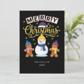 Merry Christmas Card – Custom Name & Year , Modern Feestdagenkaart (Staand voorkant)