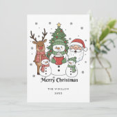 Merry Christmas Card – Custom Name & Year, Modern Feestdagenkaart (Staand voorkant)