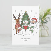 Merry Christmas Card – Custom Name & Year, Modern Feestdagenkaart (Staand voorkant)