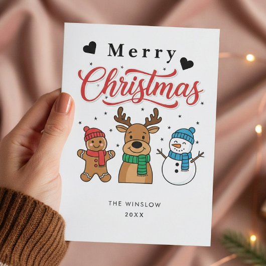 Merry Christmas Card – Custom Name & Year, Modern Feestdagenkaart