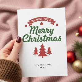 Merry Christmas Card – Custom Name & Year, Modern Feestdagenkaart