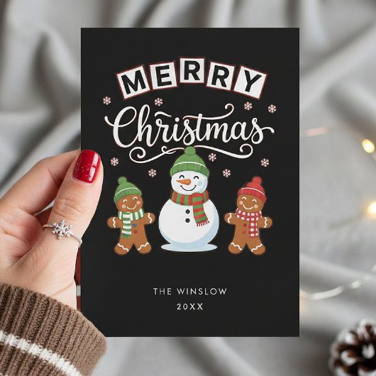 Merry Christmas Card – Custom Name & Year, Modern Feestdagenkaart