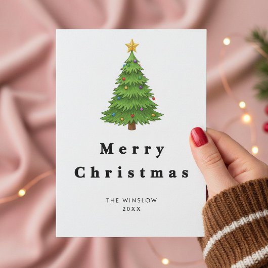 Merry Christmas Card – Custom Name & Year, Modern Feestdagenkaart