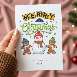 Merry Christmas Card – Custom Name & Year, Modern Feestdagenkaart