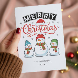 Merry Christmas Card – Custom Name & Year, Modern Feestdagenkaart