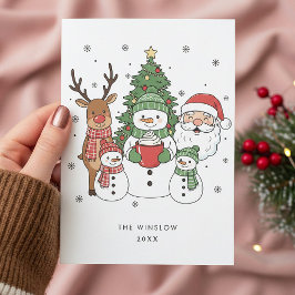 Merry Christmas Card – Custom Name & Year, Modern Feestdagenkaart
