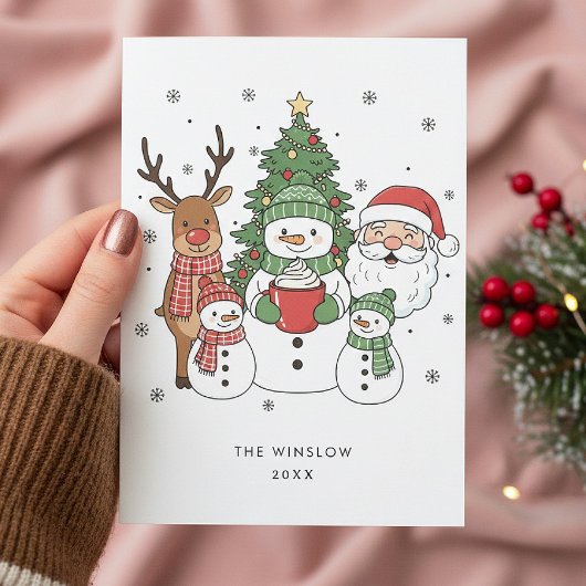 Merry Christmas Card – Custom Name & Year, Modern Feestdagenkaart