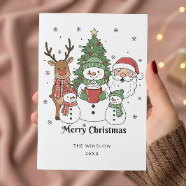 Merry Christmas Card – Custom Name & Year, Modern Feestdagenkaart