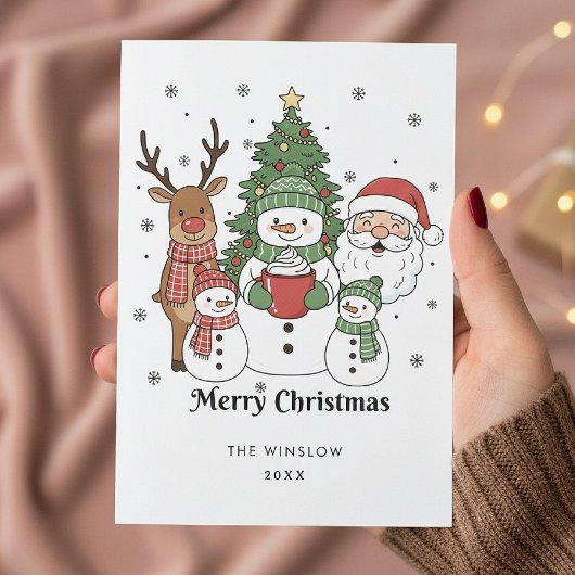 Merry Christmas Card – Custom Name & Year, Modern Feestdagenkaart
