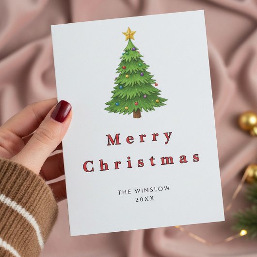 Merry Christmas Card – Custom Name & Year, Modern Feestdagenkaart