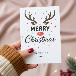 Merry Christmas Card – Custom Name & Year, Modern Feestdagenkaart