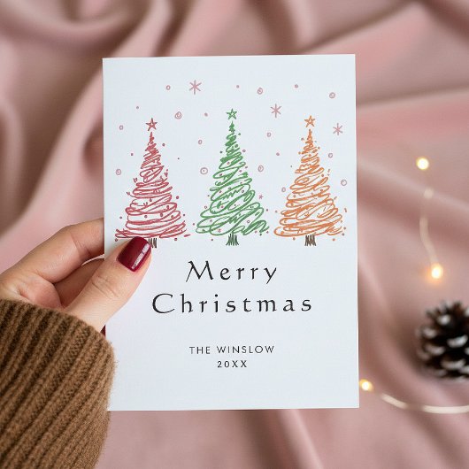 Merry Christmas Card – Custom Name & Year, Modern Feestdagenkaart