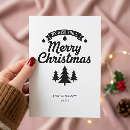 Merry Christmas Card – Custom Name & Year, Modern Feestdagenkaart