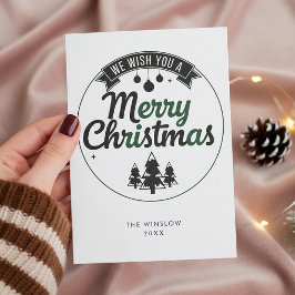 Merry Christmas Card – Custom Name & Year, Modern Feestdagenkaart