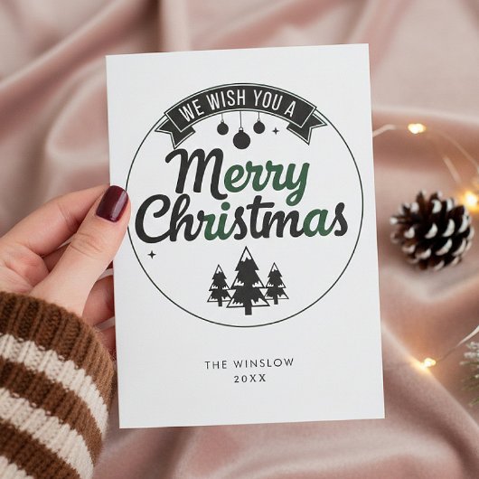Merry Christmas Card – Custom Name & Year, Modern Feestdagenkaart