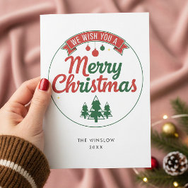 Merry Christmas Card – Custom Name & Year, Modern Feestdagenkaart