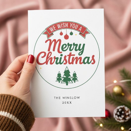 Merry Christmas Card – Custom Name & Year, Modern Feestdagenkaart