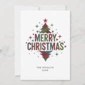 Merry Christmas Card – Custom Name & Year, Modern Feestdagenkaart (Voorkant)